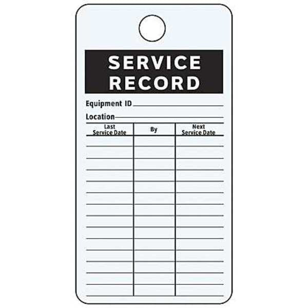 Svce Rcd Tag, 4-1/4 x 3 In, Bk/Wht, PK25