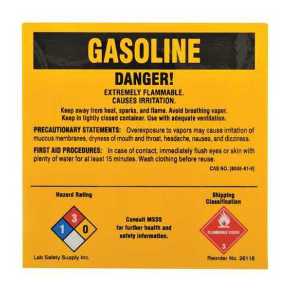 Chemical Label, 5 In. W, 5 In. H, PK25