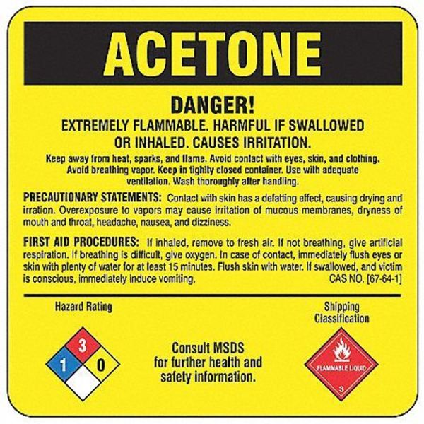 Chemical Label, 5 In. H, 5 In. W, PK25