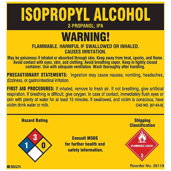 Chemical Label, 5 In. H, 5 In. W, PK25