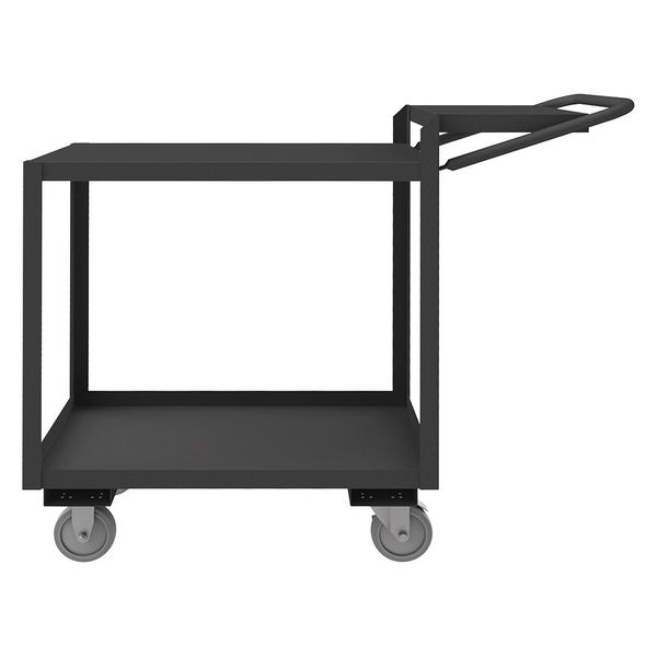Steel Order-Picking Utility Cart with Lipped & Flush Metal Shelves, Flat, 2 Shelves, 1,200 lb