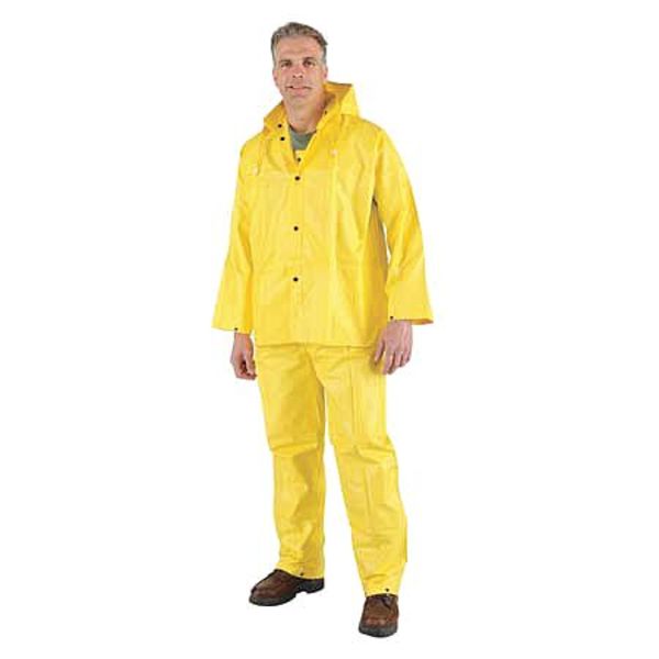 3 Pc. Rainsuit w/Detach Hood, Yellow, 3XL