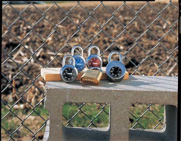 Combination Padlock, Center, Blue/Silver