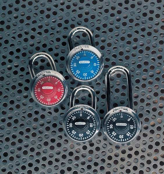 Combination Padlock, Center, Blue/Silver