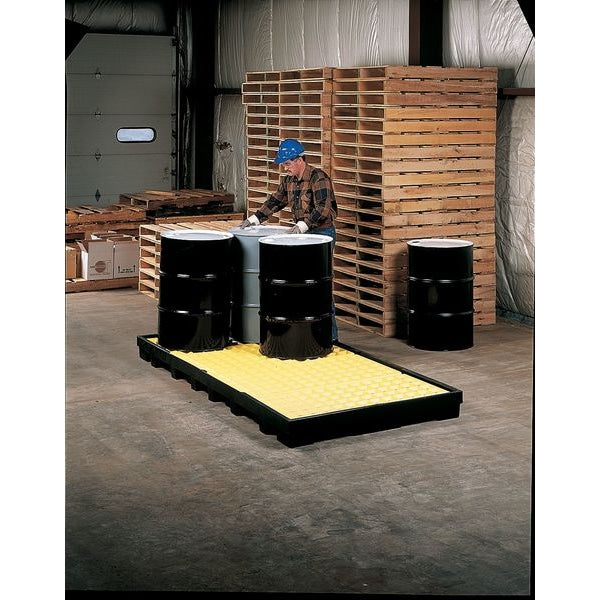 Drum Spill Containment Pallet, 66 gal Spill Capacity, 6 Drum, 8000 lb., Polyethylene