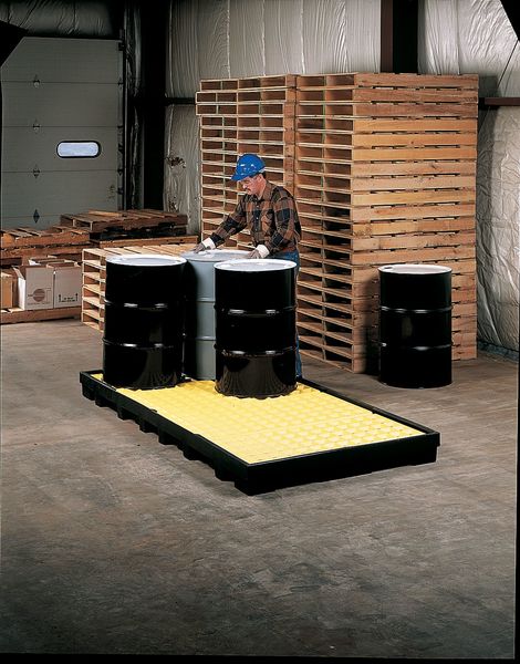 Drum Spill Containment Pallet, 90 gal Spill Capacity, 8 Drum, 10,000 lb., Polyethylene