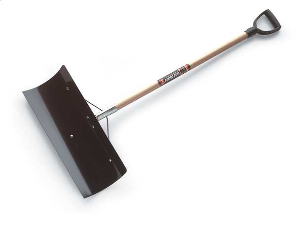 Snow Shovel, 42 in Wood D-Grip Handle, Steel Blade Material, 24 in Blade Width
