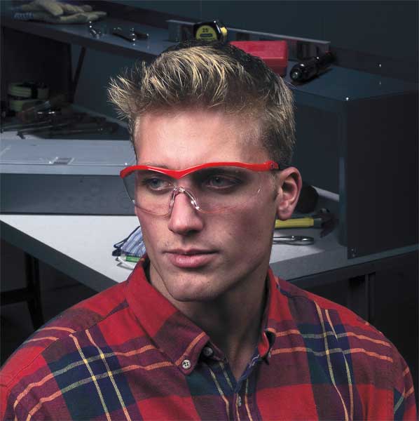 Safety Glasses, Wraparound Gray Polycarbonate Lens, Scratch-Resistant