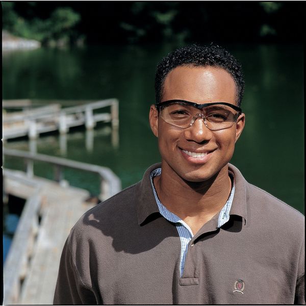 Safety Glasses, Wraparound Clear Polycarbonate Lens, Scratch-Resistant