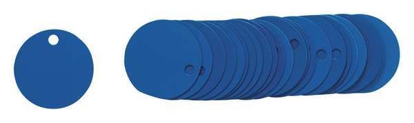 Blk Tag, 1-1/2 x 1-1/2 In, Bl, Al, Rnd, PK25