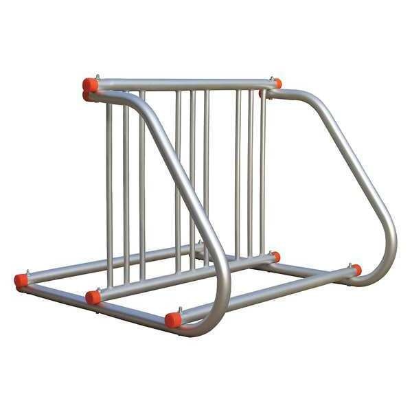 Bike Rack, 2-Sided, 6-Bike, 39-1/2 in., Slvr