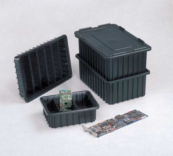 Divider Box, Black, Polyethylene, 22 3/8 in L, 17 7/16 in W, 8 in H, 1.32 cu ft Volume Capacity
