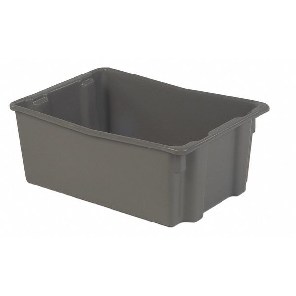 Stack & Nest Bin, Gray, Plastic, 26 1/8 in L x 18 3/4 in W x 10 1/2 in H, 40 lb Load Capacity