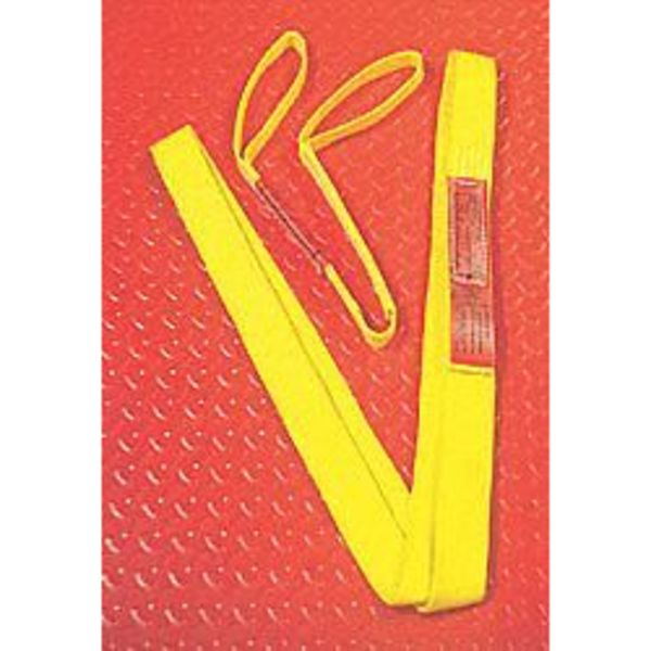 Web Sling, Flat Eye and Eye, 8 ft L, 2 in W, Nylon, Yellow