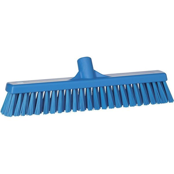 16 in Sweep Face Broom Head, Soft/Stiff Combination, Synthetic, Blue