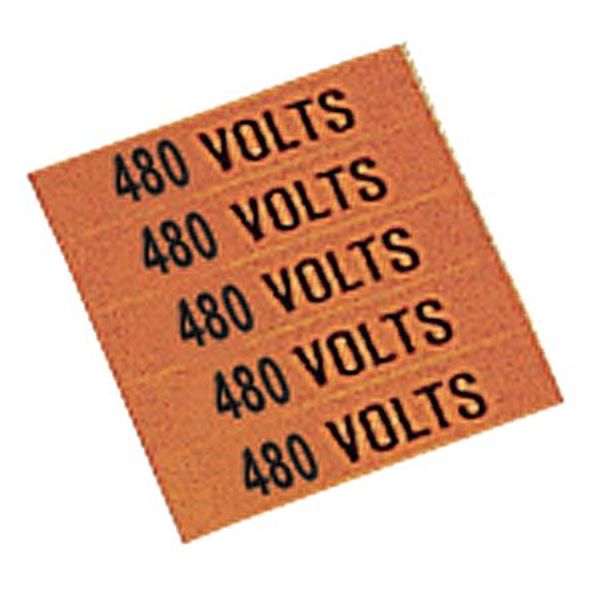 Pipe Mrkr, 480Volts, 1-1/4 in.andSmllr, PK5