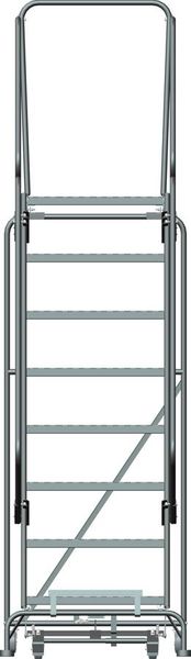 113 in H Steel Rolling Ladder, 8 Steps