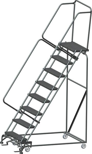 113 in H Steel Rolling Ladder, 8 Steps