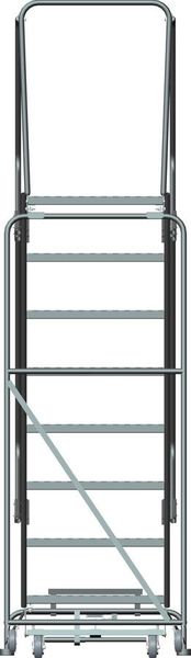 113 in H Steel Rolling Ladder, 8 Steps