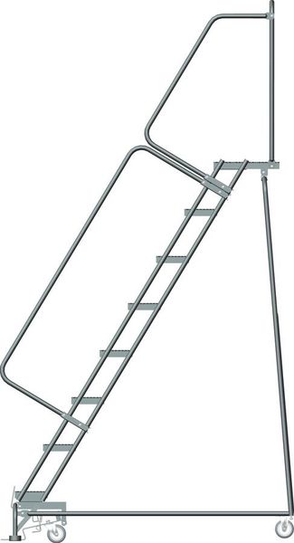 113 in H Steel Rolling Ladder, 8 Steps