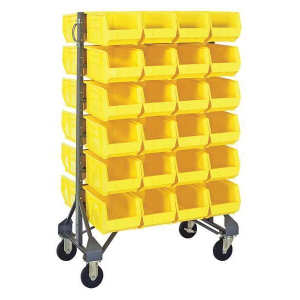 Steel Mobile Bin Rail Floor Rack, 20 in W x 36 in D x 53 in H, Yellow