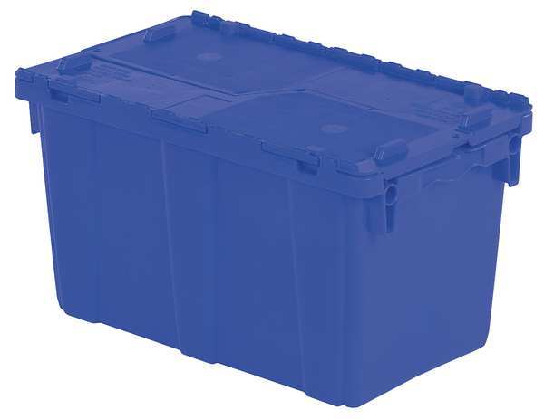 Blue Attached Lid Container, Plastic, Metal Hinge