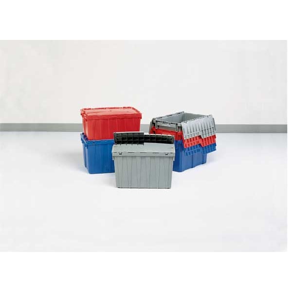 Red Attached Lid Container, Plastic