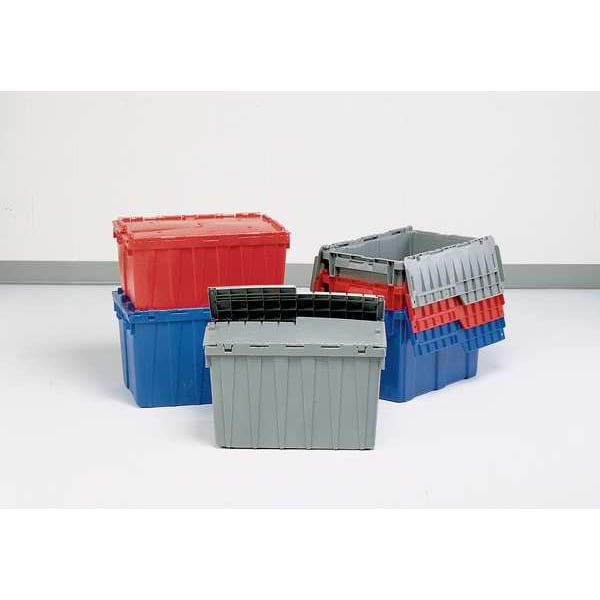 Gray Attached Lid Container, Plastic