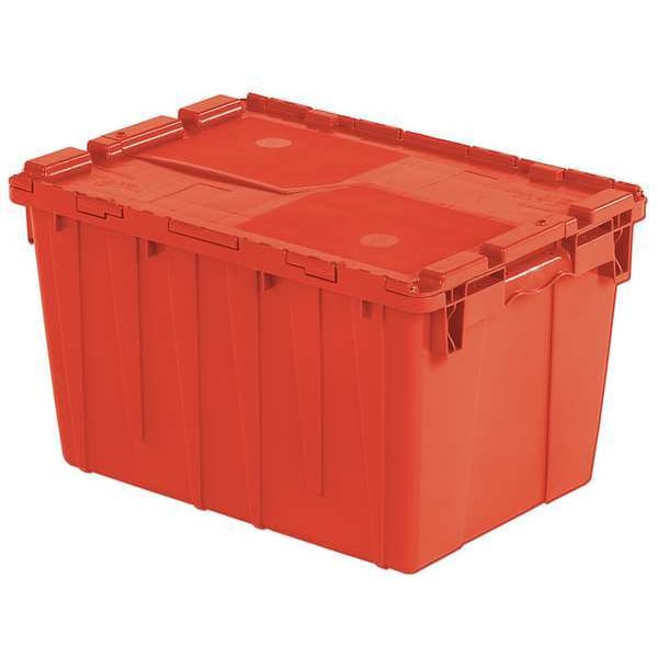 Red Attached Lid Container, Plastic