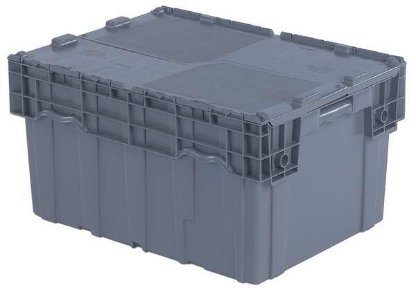 Gray Attached Lid Container, Plastic
