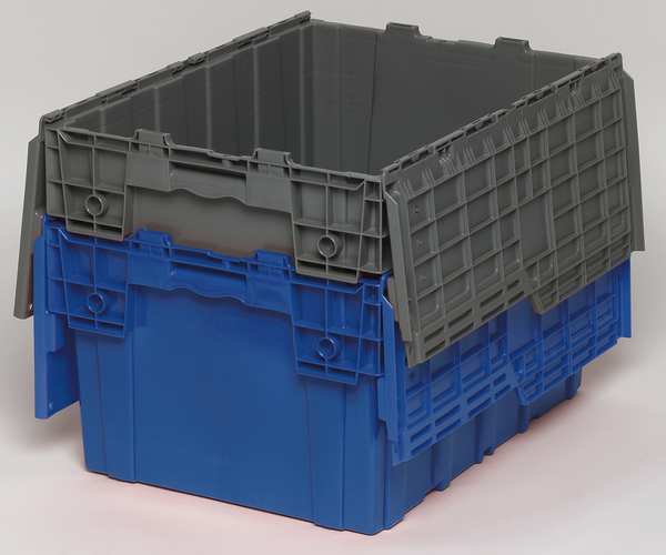 Gray Attached Lid Container, Plastic