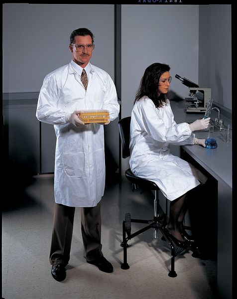 Tyvek 400 Lab Coat, Snap Front, White, L, PK30