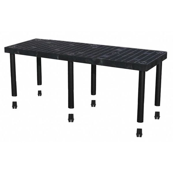 Add-On Plastic Shelving, Open Style, 24 in D, 66 in W, 24 in H, 1 Shelves, Black