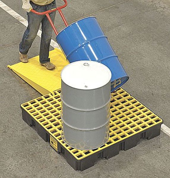 Drum Spill Containment Pallet, 66 gal Spill Capacity, 4 Drum, 8000 lb., High Density Polyethylene