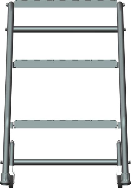 28 1/2 in H Steel Rolling Ladder, 3 Steps