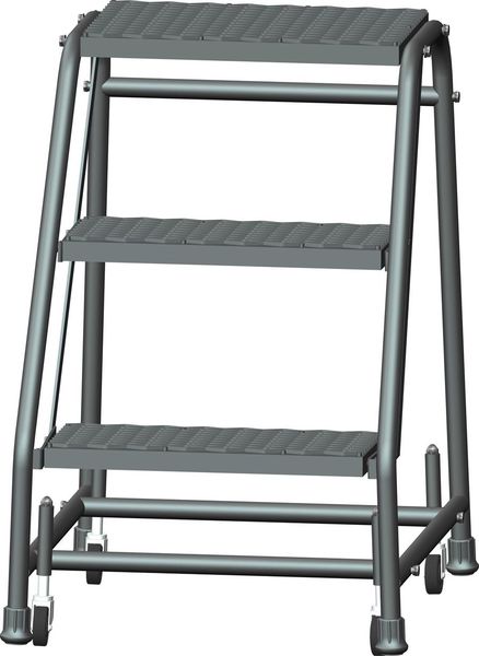 28 1/2 in H Steel Rolling Ladder, 3 Steps
