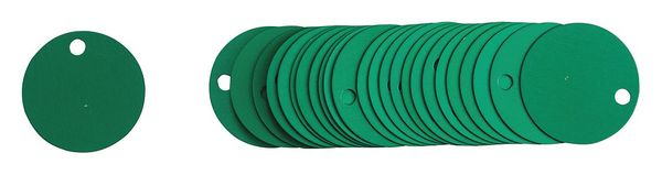 Blk Tag, 2 x 2 In, Grn, Al, Rnd, 3/16 In, PK25