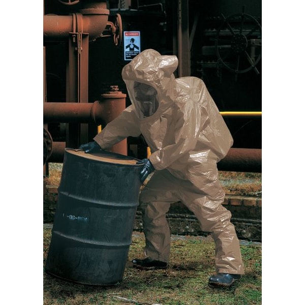 Hooded Coverall, Socks/Boot Flaps, Tan, 4XL