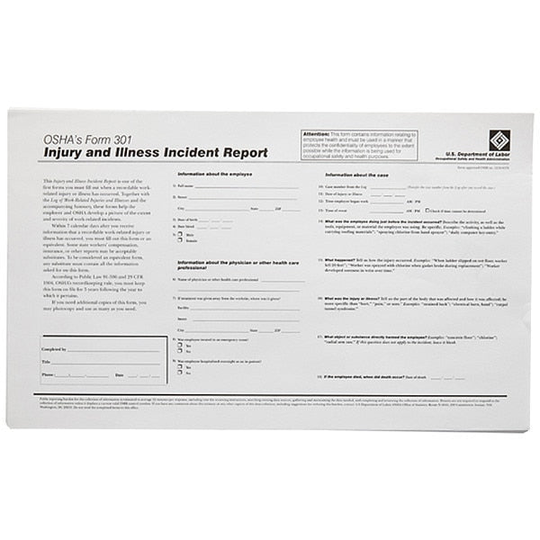 Forms, OSHA No.301, PK25