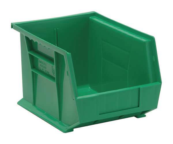 Hang & Stack Storage Bin, Green, Polypropylene, 10 3/4 in L x 8 1/4 in W x 7 in H