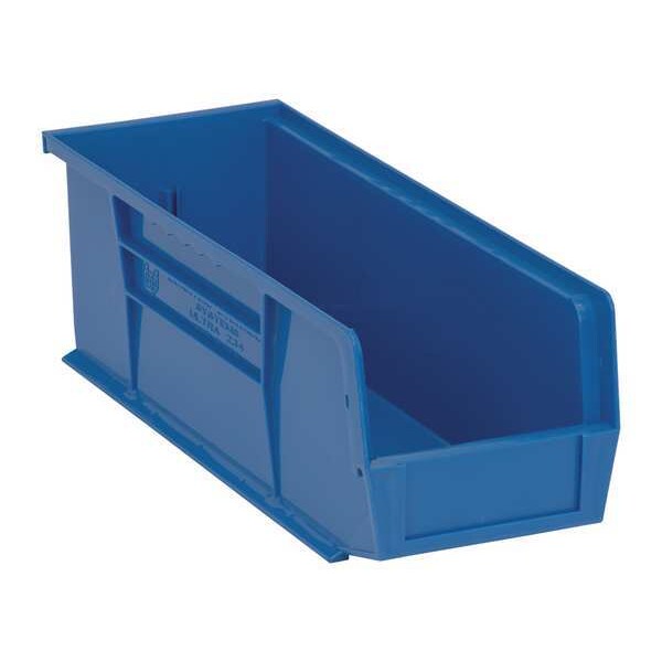 Hang & Stack Storage Bin, Blue, Polypropylene, 14 3/4 in L x 5 1/2 in W x 5 in H