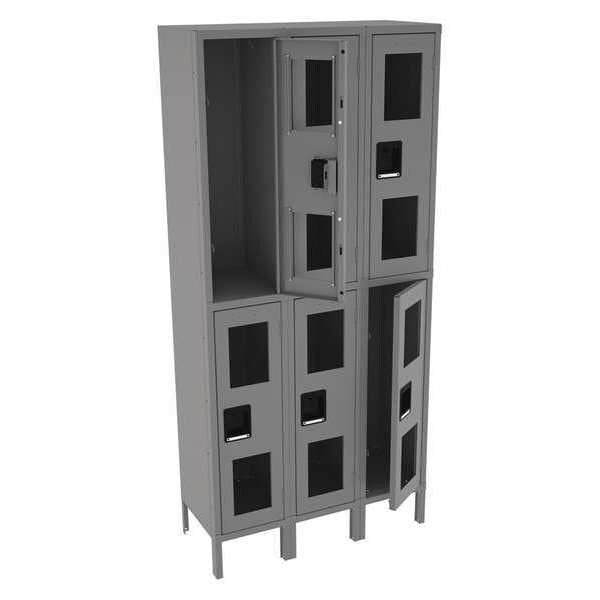 Wardrobe Locker, 36 in W, 15 in D, 78 in H, (2) Tier, (3) Wide, Gray