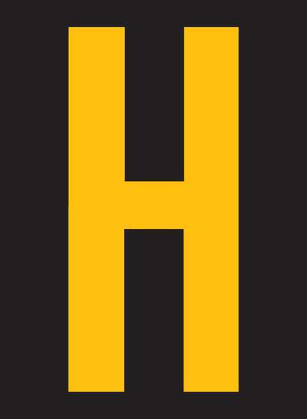 Reflective Letter Label, H, 2-1/2in H, PK25