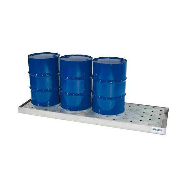 Drum Spill Containment Pallet, 66 gal Spill Capacity, 4 Drum, 2400 lb, Steel