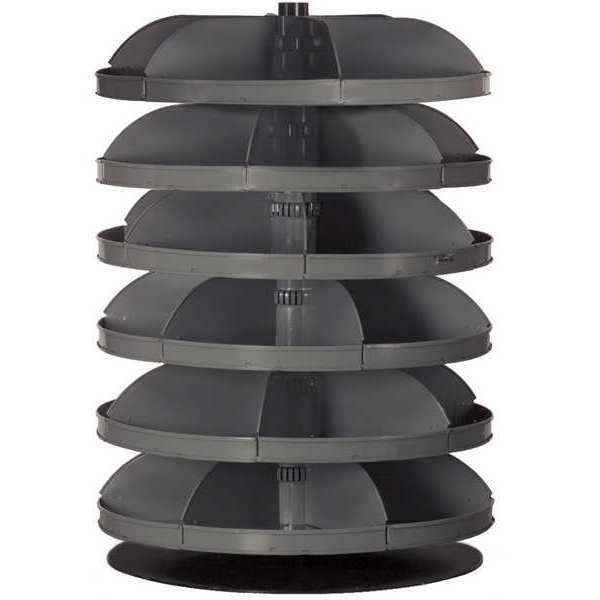 Prime Cold Rolled Steel Revolving Storage Bin, 34 in D x 49 3/4 in H x 34 in W, 6 Shelves, Gray