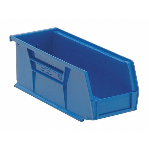 Hang & Stack Storage Bin, Blue, Polypropylene, 10 7/8 in L x 4 1/8 in W x 4 in H