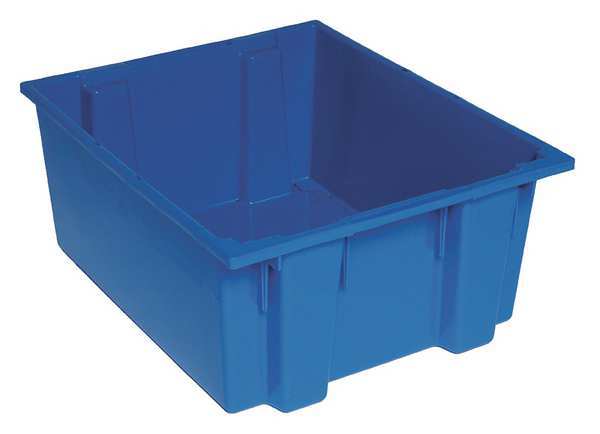 Stack & Nest Container, Blue, Polyethylene, 23 1/2 in L, 19 1/2 in W, 10 in H