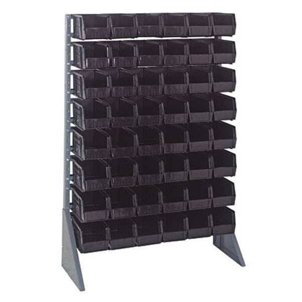 Steel Bin Rail Floor Rack, 36 in W x 15 in D x 54 in H, Black