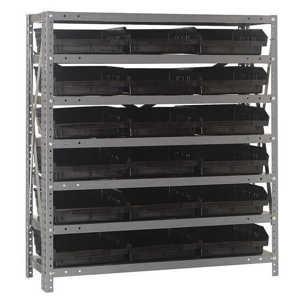 Steel Bin Shelving, 36 in W x 39 in H x 18 in D, 7 Shelves, Black