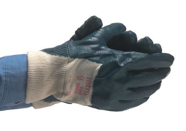 Nitrile Coated Gloves, 3/4 Dip Coverage, Blue, L, PR